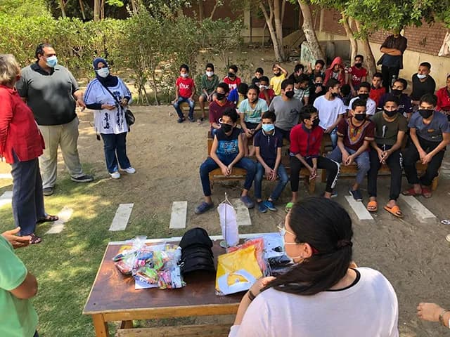 Donated supplies being delivered to Awlady Orphanage