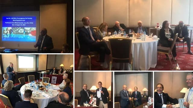 A collage of photographs from club breakfast meetings